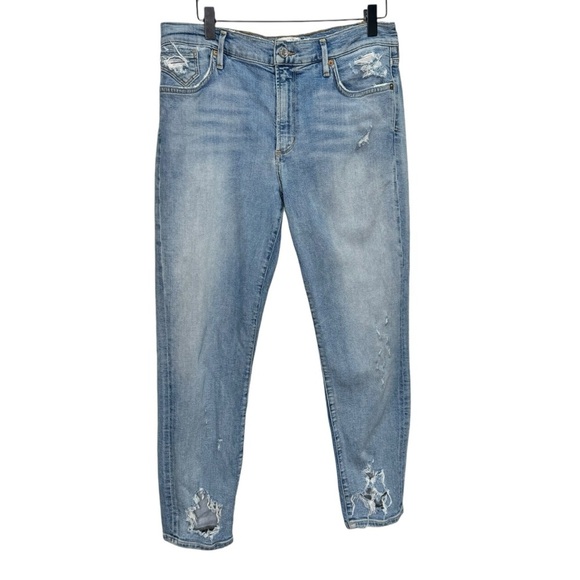 AGOLDE Sophie Crop Jean Chewed Hem & Waistband Size 30 Distressed Destroyed - Picture 2 of 14